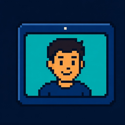 Pixel-art video call with a candidate