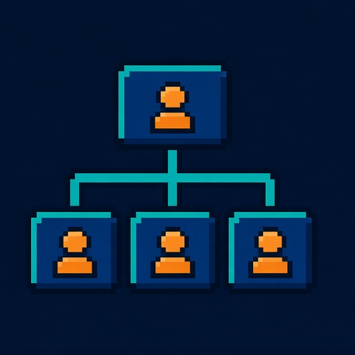 Pixel-art studio org chart